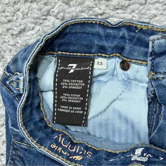 7 For All Mankind Shorts Girls 12 Denim Cut Offs Distressed Holes Raw Hem Summer - Picture 3 of 4